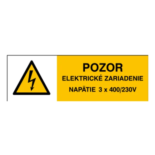 POZOR ELEKTRICKÉ ZARIADENIE NAPÄTIE 3 x 400/230V