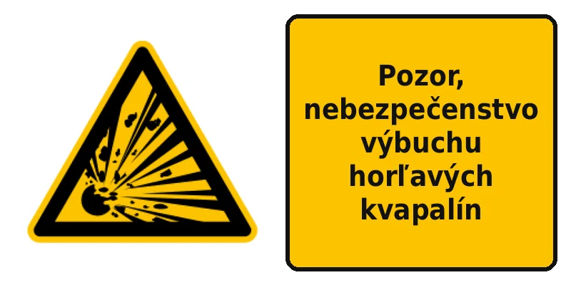 Pozor, nebezpečenstvo výbuchu horľavých kvapalín