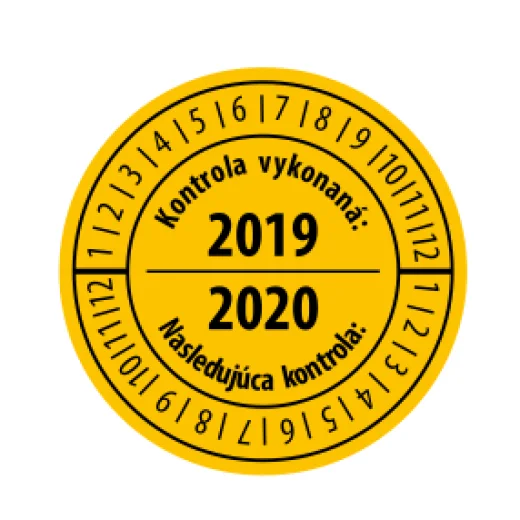 Kontrola vykonaná / Nasledujúca kontrola – žltý